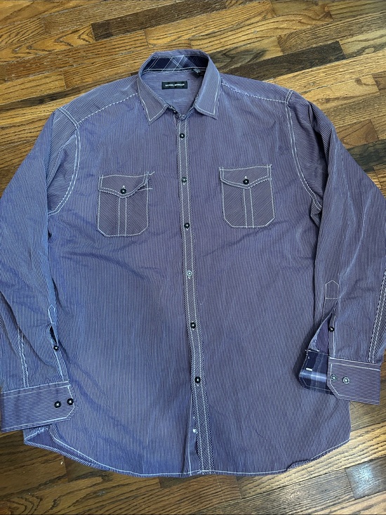 Michael Brandon Other - Michael Brandon Purple & White Pinstripe Casual Button-Down Shirt